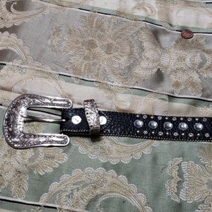 Dazzling black leather Western Belt